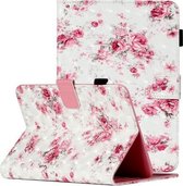 Voor 7 inch universele tablet-pc 3D-patroon horizontale lederen flip-hoes met kaartsleuven en houder (roze bloem)