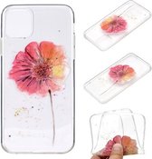 Voor iPhone 12/12 Pro gekleurd tekeningpatroon transparant TPU beschermhoes (bloem)