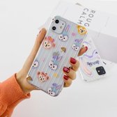 Voor iPhone 11 Pro Max geverfde koffer gestreept TPU-hoesje (konijnenkop)