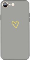 Voor iPhone SE 2020/8/7 Golden Love-heart Pattern Colorful Frosted TPU telefoon beschermhoes (grijs)