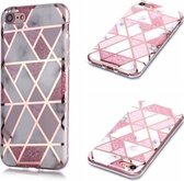 Voor iPhone 6 / 6s Plating Marble Pattern Soft TPU beschermhoes (roze)