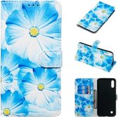 Gekleurde tekening marmer patroon horizontale flip PU lederen tas met houder & kaartsleuven & portemonnee voor Galaxy A10 / M10 (orchidee)