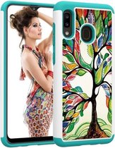 Gekleurd tekenpatroon PC + TPU beschermhoes voor Galaxy A20 / A30 (kleurrijke boom)