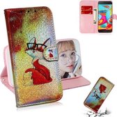 Gekleurd tekeningpatroon Kleurrijke magnetische gesp Horizontale flip PU lederen tas met houder & kaartsleuven & portemonnee & lanyard voor Galaxy A2 Core (bril Fox)