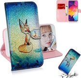 Gekleurde tekening patroon Kleurrijke magnetische gesp Horizontale flip PU lederen tas met houder & kaartsleuven & portemonnee & lanyard voor Galaxy A50 (Fox)