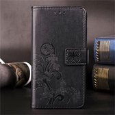 Voor Galaxy M30 Lucky Clover Pressed Flowers Pattern Leather Case, met houder & kaartsleuven & portemonnee & draagriem (zwart)