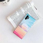 TPU Smooth Marbled IMD mobiele telefoonhoes met opvouwbare beugel voor Galaxy Note 10+ (Rainbow A16)