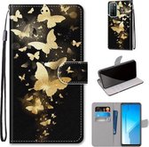 Voor Huawei Honor Play4 Gekleurde Tekening Cross Textuur Horizontale Flip PU Lederen Case met Houder & Kaartsleuven & Portemonnee & Lanyard (Golden Butterfly Group)