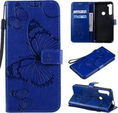 Voor Motorola Moto One Fusion Plus 3D Vlinders Embossing Patroon Horizontale Flip Leren Case met Houder & Kaartsleuf & Portemonnee (Blauw)