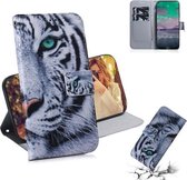 Voor Nokia 3.4 Gekleurde tekening Horizontale flip lederen tas, met houder & kaartsleuven en portemonnee (Tiger)