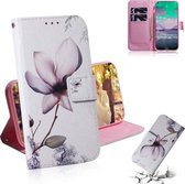 Voor Nokia 3.4 Gekleurde tekening Horizontale flip lederen tas, met houder en kaartsleuven en portemonnee (Magnolia Flower)