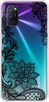 Voor OPPO A52 / A72 / A92 Gekleurde tekening Clear TPU Cover Beschermhoesjes (Black Rose)