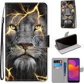 Voor Huawei Y5p / Honor 9S Gekleurde Tekening Cross Textuur Horizontale Flip PU Lederen Case met Houder & Kaartsleuven & Portemonnee & Lanyard (Fission Lion)