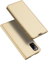 Voor Samsung Galaxy A31 DUX DUCIS Skin Pro Series horizontale flip PU + TPU lederen tas, met houder en kaartsleuven (goud)