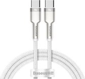 Baseus CATJK-C02 Cafule-serie 100W Type-C / USB-C naar Type-C / USB-C metalen oplaadgegevenskabel, lengte: 1m (wit)