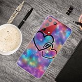 Voor Samsung Galaxy S21 5G schokbestendig geverfd transparant TPU beschermhoes (Starry Love)