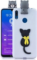 Voor Huawei Y7 2019 3D Cartoon patroon schokbestendig TPU beschermhoes (kleine zwarte kat)