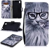 Voor Sony Xperia L1 Gekleurde tekening Patroon Horizontale Flip TPU + PU lederen tas met houder & kaartsleuven & portemonnee & Lanyard (Fashion Cat)