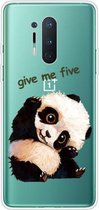 Voor OnePlus 8 Pro schokbestendig geverfd transparant TPU beschermhoes (schuine kop Panda)