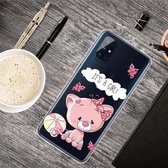 Voor OnePlus Nord N100 schokbestendig geverfd transparant TPU beschermhoes (schattige kat)