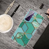 Voor Samsung Galaxy S21 5G Marble Shockproof TPU beschermhoes (Rhombus Green)