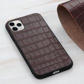 Leren beschermhoes met krokodillenleer voor iPhone 12 Pro Max (bruin)