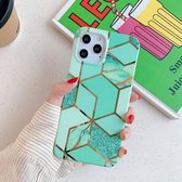 Plating Splicing Pattern Soft TPU beschermhoes voor iPhone 11 Pro Max (Green Lattice)