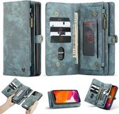 Voor iPhone 12 mini CaseMe-008 Afneembare multifunctionele horizontale flip lederen tas met kaartsleuf & houder & rits portemonnee & fotolijst (blauw)