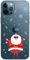 Trendy Leuke Kerst Patroon Case Clear TPU Cover Telefoon Gevallen Voor iPhone 12/12 Por (Kerstman met Open Handen)