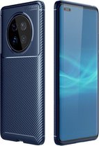 Voor Huawei Mate 40 Pro koolstofvezel textuur schokbestendig TPU-hoesje (blauw)