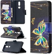 Voor Nokia 2.4 Gekleurde tekening patroon Horizontale flip lederen tas met houder & kaartsleuven & portemonnee (vlinder)