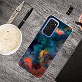 Voor OnePlus 9 schokbestendig geverfd transparant TPU beschermhoes (aquarelinkt)