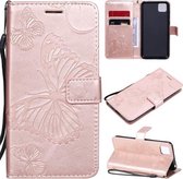 Voor Huawei Y5P / Honor 9s 3D Vlinders Embossing Patroon Horizontale Flip Leren Case met Houder & Kaartsleuf & Portemonnee (Rose Goud)