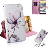 Voor Nokia 5.3 Gekleurde Tekening Horizontale Flip Leren Case met Houder & Kaartsleuf & Portemonnee (Magnolia Bloem)