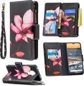 Voor Nokia 5.3 Gekleurde Tekening Patroon Rits Horizontale Flip Leren Case met Houder & Kaartsleuven & Portemonnee (Lotus)