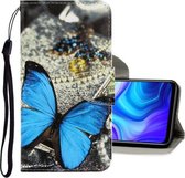 Voor Huawei Y5p 3D Gekleurde Tekening Horizontale Flip PU Lederen Case met Houder & Kaartsleuven & Portemonnee (Een Vlinder)