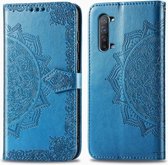 Voor OPPO Find X2 Lite / Reno 3 Halverwege Mandala Embossing Pattern Horizontale Flip lederen tas met houder & kaartsleuven & portemonnee & fotolijst & lanyard (blauw)