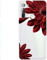 Voor Motorola Moto G8 TPU patroon zachte beschermhoes (rode bloem)