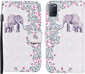 Voor OPPO A72 3D Geschilderd Patroon Horizontale Flip Leren Case met Houder & Portemonnee & Kaartsleuf & Lanyard (Bloem Olifant)