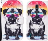 Voor Nokia 1.3 3D Geschilderd Patroon Horizontale Flip Leren Case met Houder & Portemonnee & Kaartsleuf & Lanyard (Bril Hond)