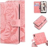 Voor Huawei P20 Pro Tiger Embossing Pattern Horizontale Flip lederen tas met houder & kaartsleuven & portemonnee (roze)