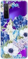 Voor Huawei P40 lite 5G / nova 7 SE schokbestendig geverfd TPU beschermhoes (blauw wit roos)