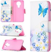 Voor Nokia 3.4 Gekleurde Tekening Patroon Horizontale Flip Leren Case met Houder & Kaartsleuven & Portemonnee (Vlinders Liefde Bloem)