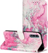 Voor Huawei Y8p / Enjoy 10s Gekleurde Tekening Marmer Patroon Horizontale Flip PU Lederen Case met Houder & Kaartsleuven & Portemonnee (Roze Zeewater)