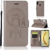 Windgong Uil Embossing Patroon Horizontale Flip Leren Case met Houder & Kaartsleuven & Portemonnee Voor Huawei Honor 10 Lite (Grijs)