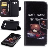 Gekleurde tekening patroon horizontaal lederen flip case voor Huawei Y3 2017, met houder & kaartsleuven & portemonnee (beer)