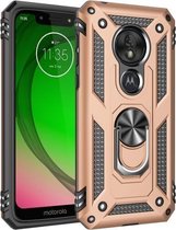 Armor Shockproof TPU + PC beschermhoes voor Motorola Moto G7 Play, met 360 graden rotatiehouder (goud)