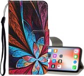 Voor iPhone X / XS Gekleurd tekeningpatroon Horizontale lederen flip-hoes met houder & kaartsleuven en portemonnee (kleurrijke bloemen)