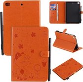 Voor iPad mini 5/4/3/2/1 Cat Bee Embossing Pattern Horizontale Flip lederen tas met houder & kaartsleuven & portemonnee & Pennensleuf & Wake-up / Sleep-functie (oranje)