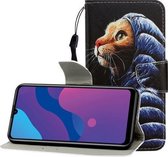 Voor Huawei Genieten 10S Gekleurde Tekening Horizontale Flip Lederen Case met Houder & Kaartsleuf & Portemonnee (Donsjack Kat)